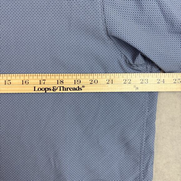 WRK 4 Way Stretch Mens L Button down Long sleeve Blue Dress Shirt 17.5/ L Circle - Picture 5 of 7